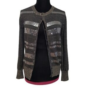 Aquilano Rimondi Wool & Silk Sequined Long Sleeve Knit Cardigan Size 44/Medium‎